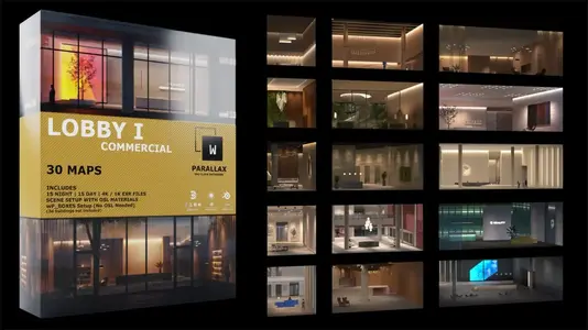 Maya, 3ds Max wParallax Lobby 1  One-Click-Interiors for Archviz.webp